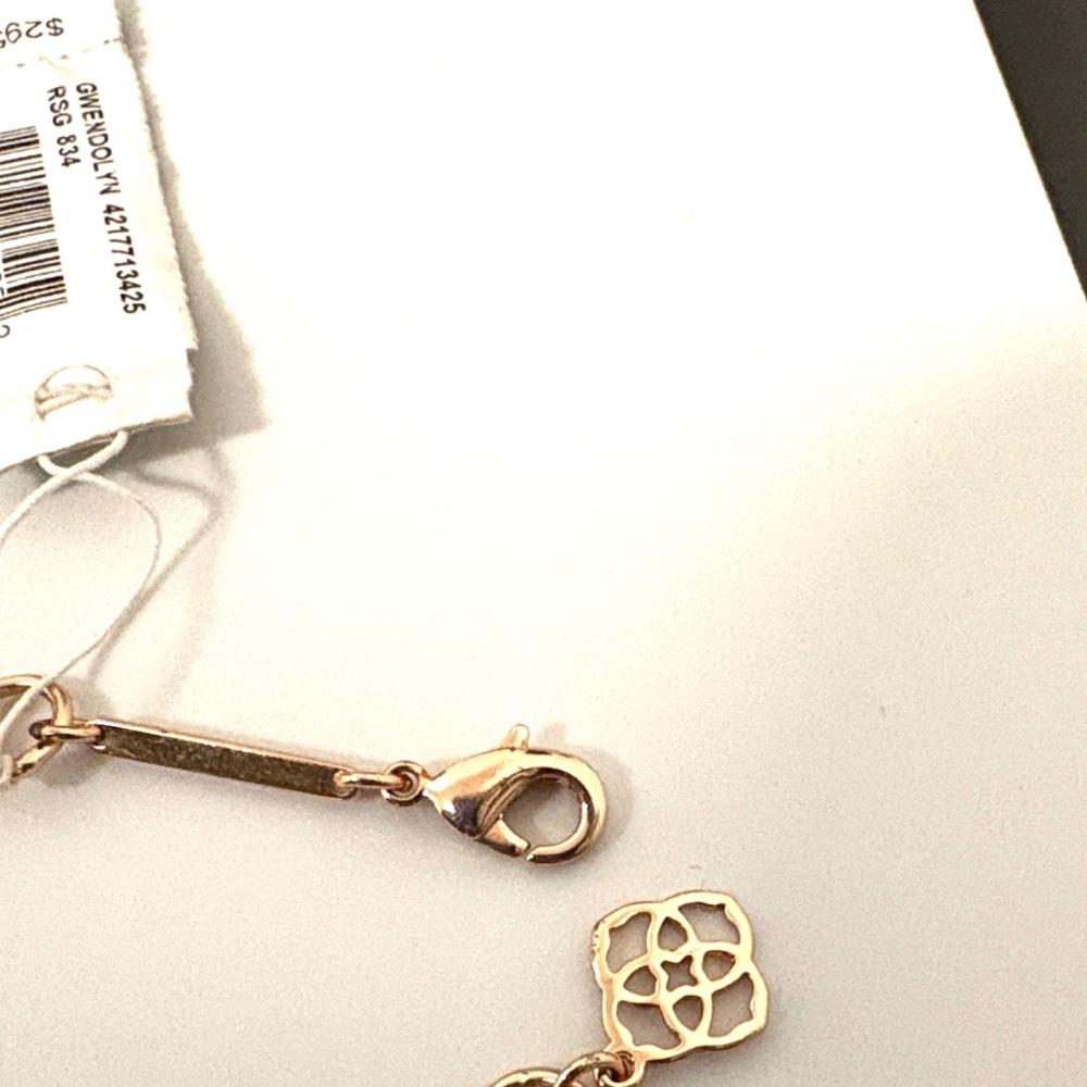 NWT [Kendra Scott] Gwendolyn Statement Necklace, Rose Gold & Peach Illusion - Picture 8 of 11